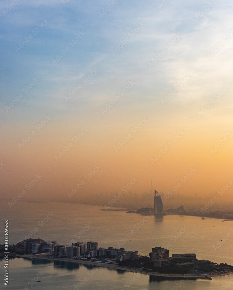 Dubai, UAE - 09.24.2021 Dubai city skyline on early morning hour. Urban