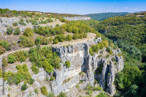 Rock formations in the canyon of Negovanka river near the village of Emen, Bulgaria photo