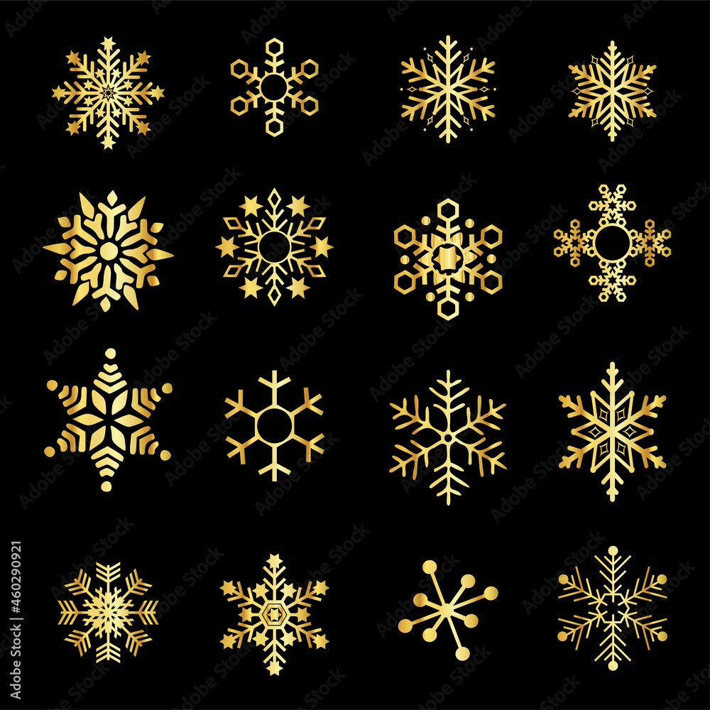 Christmas Golden snowflake set vector illustration Christmas Golden snowflake set vector illustration