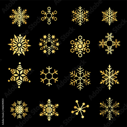 Christmas Golden snowflake set vector illustration