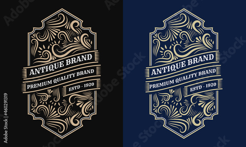 Whiskey Bourbon Vintage luxury antique logo border frame western engraving labels for beer wine whiskey alcohol product box packaging label vector printable design template