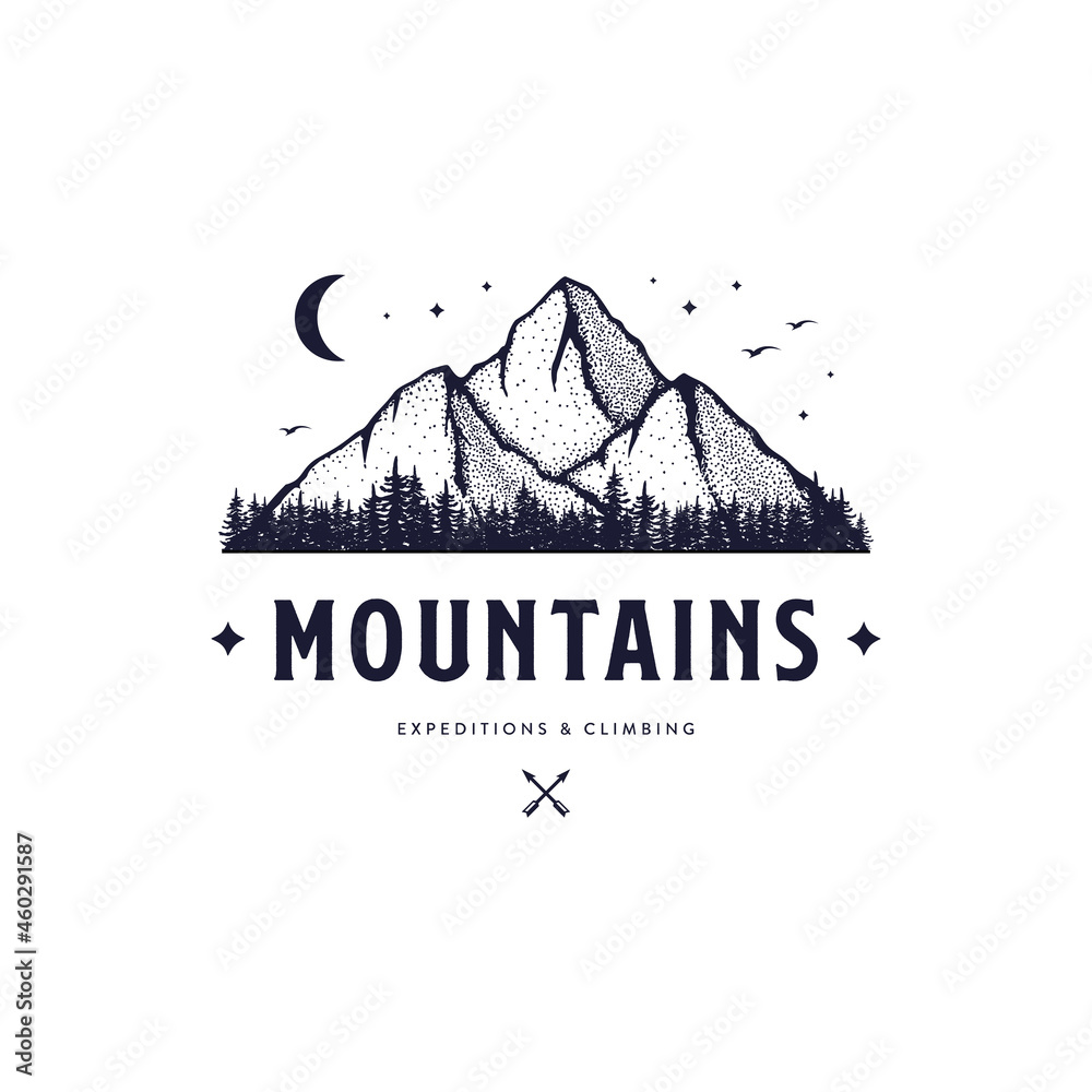 Mountains expeditions and climbing white Vector illustration