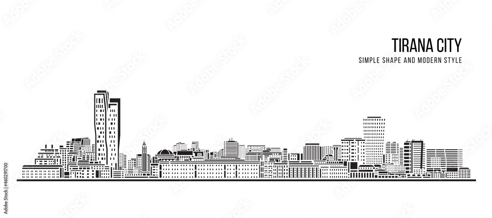 Cityscape Building Abstract Simple shape and modern style art Vector design -  Tirana city
