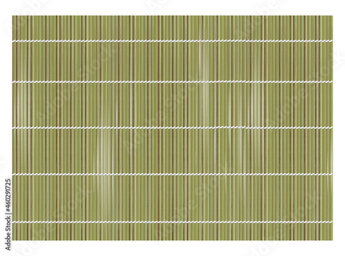 Green bamboo mat background for making sushi. Top view. Realistic texture makisu or curtain. Vector illustration.