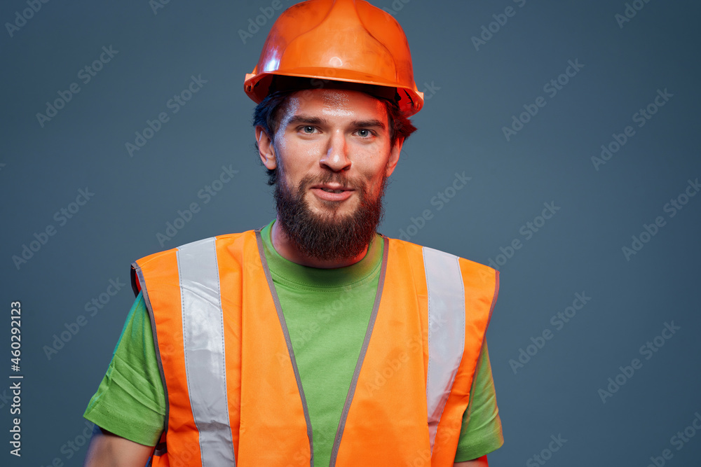 bearded man hard profession construction engineer close-up bearded man hard profession construction engineer close-up