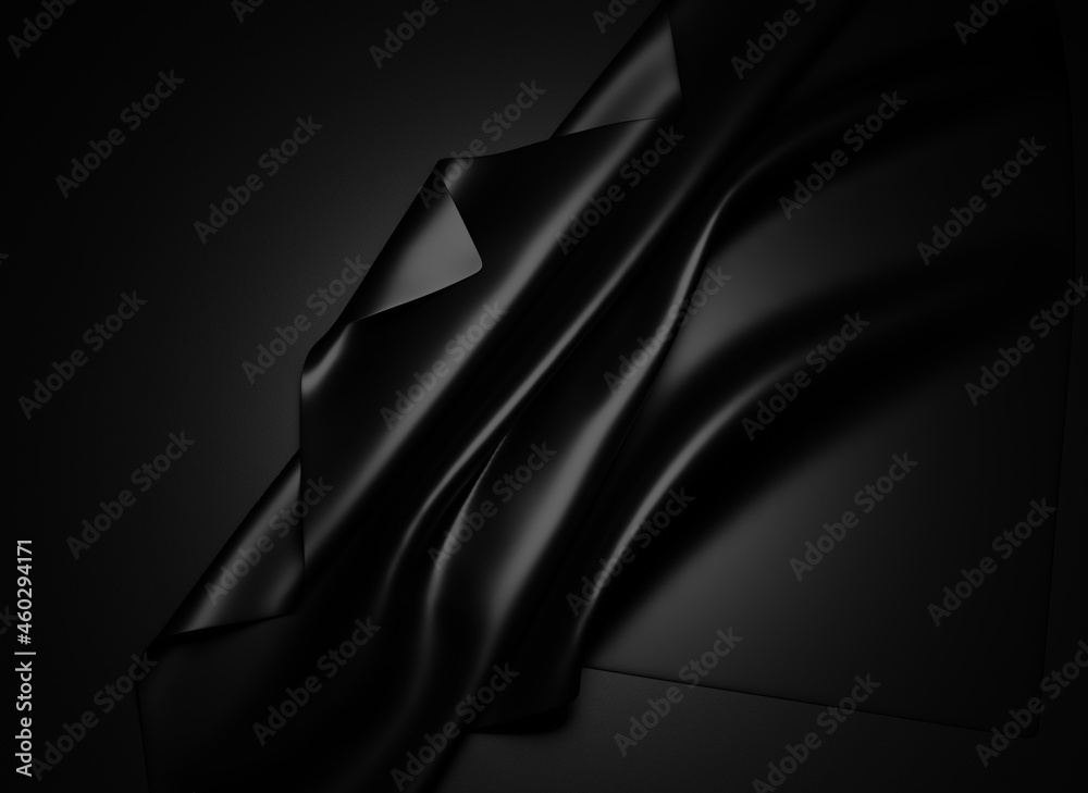 3d rendering black silk on a black scene texture wallpaper backgrounds