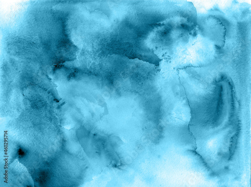 Blue abstract watercolor background. Hand painted design for greeting card, wedding invitation, postcards decor, interior textile, clothes print, sublimation printing