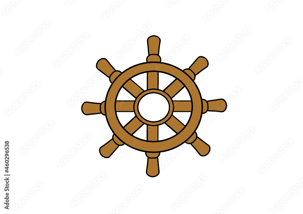 Obraz premium wheel, illustration, vector, icon, ship, symbol, sea, gear, nautical, captain, boat, 3d, vintage, direction, sign, sailing, business, water, marine, circle, anchor, equipment, art, steering, travel