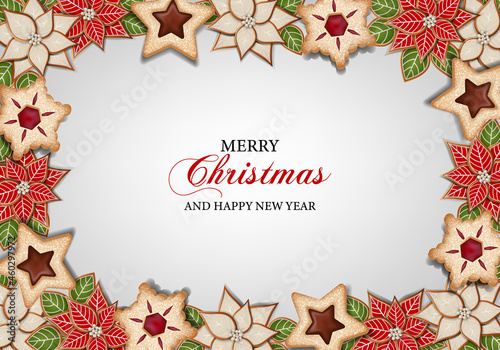 Merry christmas background with cookies frame
