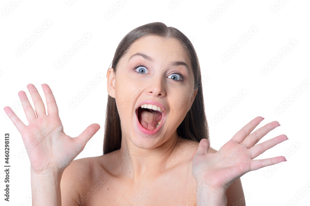 Portrait of beautiful young woman with perfect skin posing Portrait of beautiful young woman with perfect skin posing