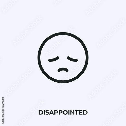 disappointed emoji icon vector. Linear style sign for mobile concept and web design. disappointed emoticon symbol illustration. Pixel vector graphics - Vector.