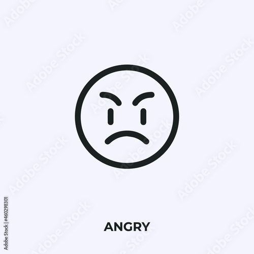 angry emoji icon vector. Linear style sign for mobile concept and web design. angry emoticon symbol illustration. Pixel vector graphics - Vector.
