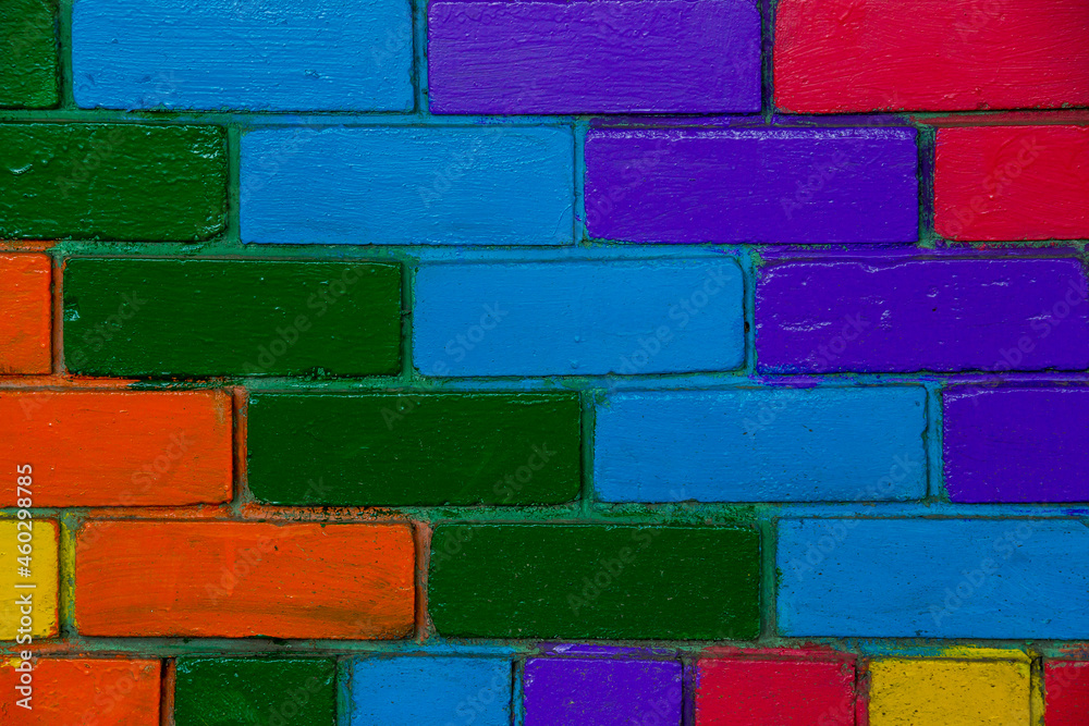 Fototapeta premium Rainbow brick wall