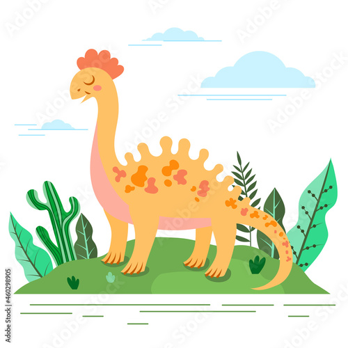 Cartoon baby dinosaur  vector illustration. Cute  funny dinosaur for children s textiles  prints  clothes.