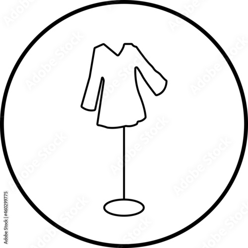Circle sign Wardrobe dress Locker room Vector. Black and white. White background. One line drawing.