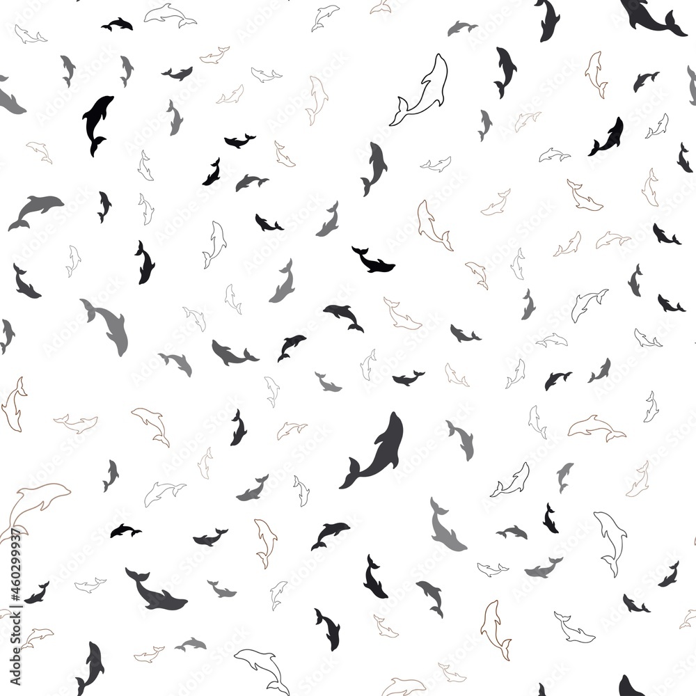 custom made wallpaper toronto digitalDark Orange vector seamless background with dolphins.