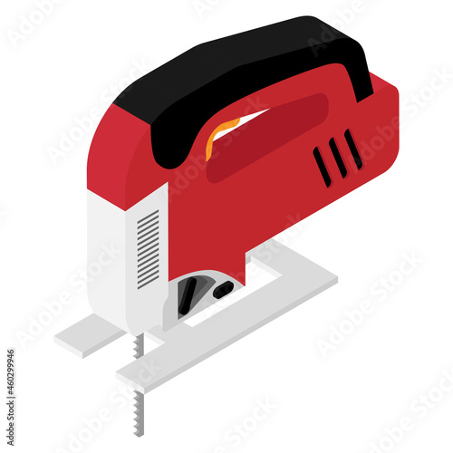 Electric jigsaw isolated on white background isometric view. Vector
