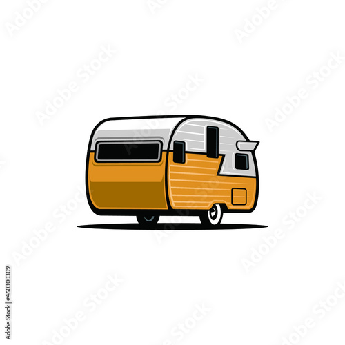 Tablou canvas camper trailer - caravan trailer isolated vector
