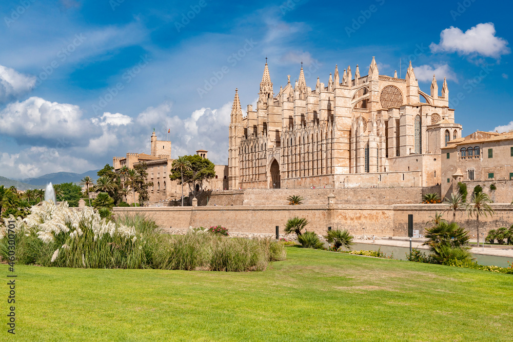 Palace of the Almudaina with La Seu Cathedral and Parc de la Mar - 7886