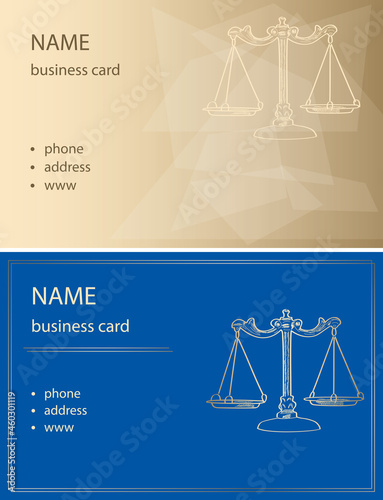 visit cards of lawyers - gold and blue vector templates