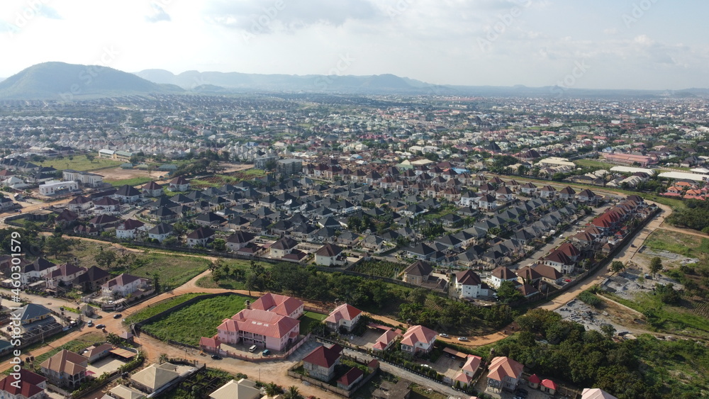 Aerial view of Abuja city residential neighbourhood 