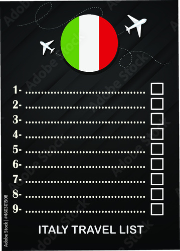 Italy travel list brochure 