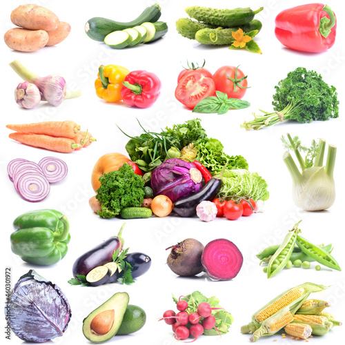 Fresh vegetables on white background