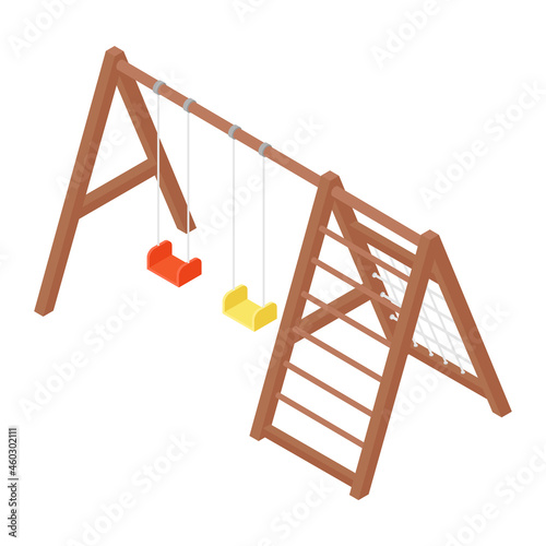 Double kids swing isometric view