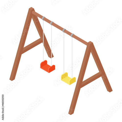 Kids wooden garden swing set childrens double swing