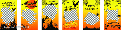 Set of Halloween story vector templates for social media. fully editable and Ready to use with your photos
