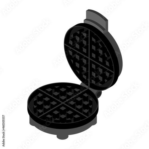 Waffle maker isolated on white background isometric view.