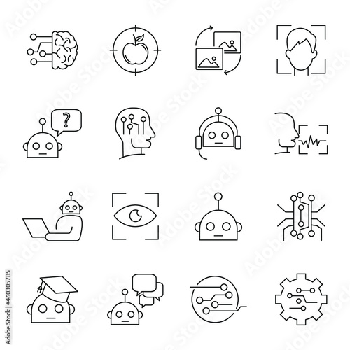 Artificial Intelligence icons set. Artificial Intelligence pack symbol vector elements for infographic web
