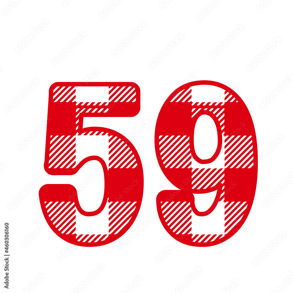 59, Number fifty nineWith red Plaid Pattern 59, Number fifty nineWith red Plaid Pattern