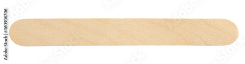 Photos Disposable wooden spatula for depilatory wax isolated on white