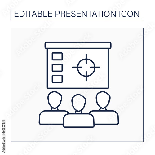 Audience attention line icon. Attracting attention. Audience interest. Focused on topic.Presentation concept. Isolated vector illustration. Editable stroke photo