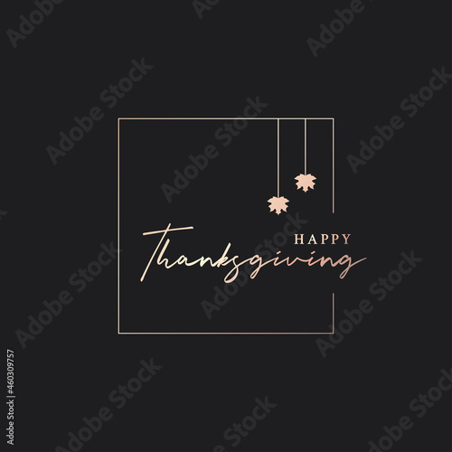 Thanksgiving lettering logo in golden on black