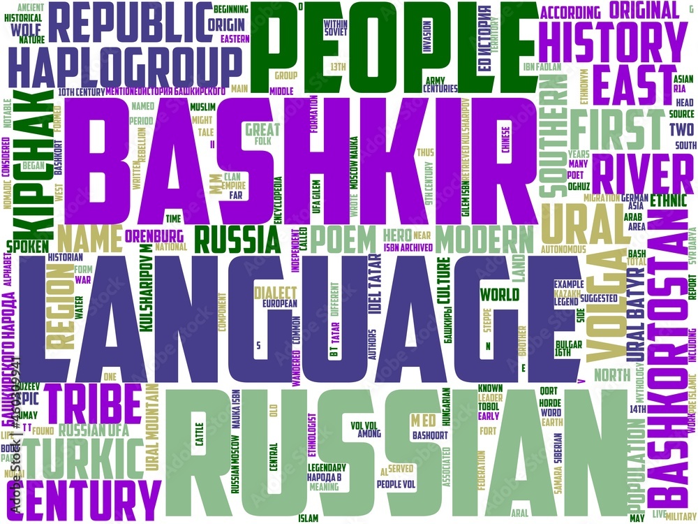 Obraz premium bashkir typography, wordcloud, wordart, traditional,bashkir,national,isolated,folk