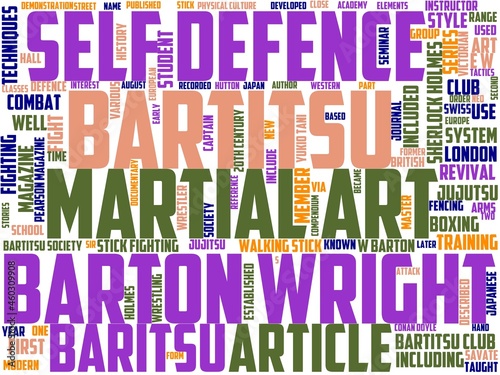 bartitsu typography, wordcloud, wordart, boxing,bartitsu,savate,judo,krav photo