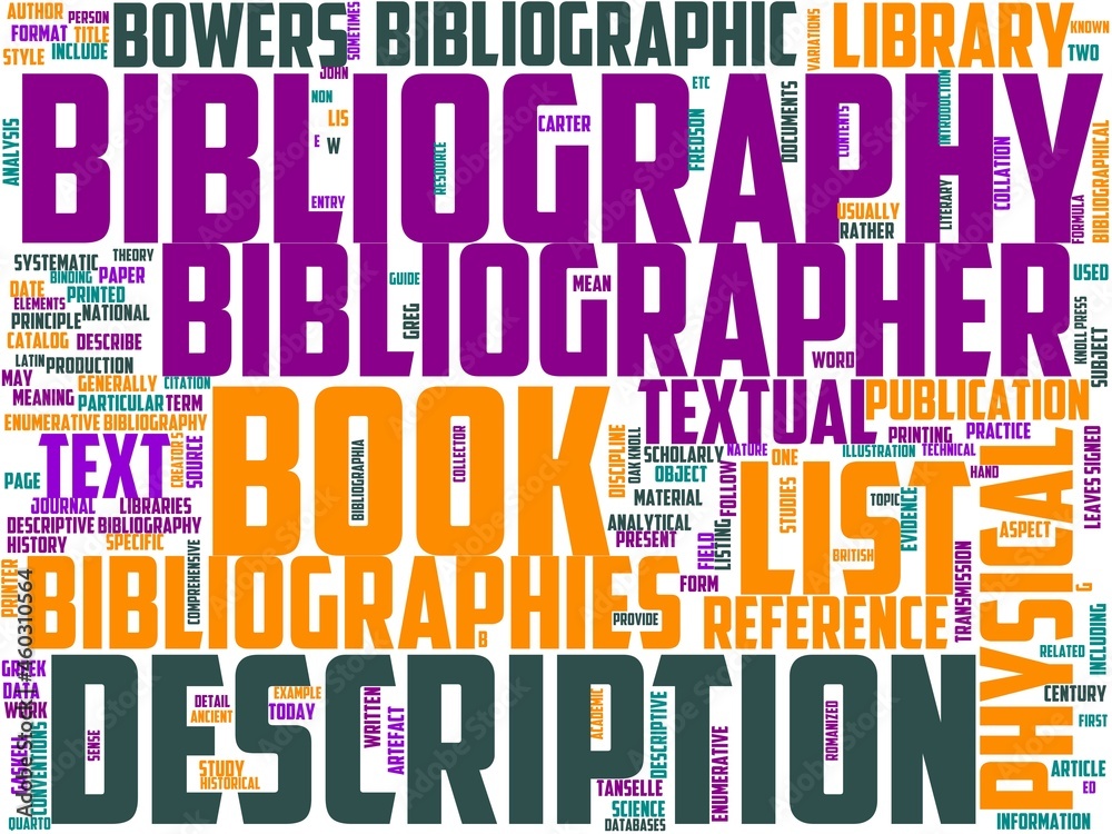 Obraz premium bibliology typography, wordcloud, wordart, stack,cover,knowledge,paper,bibliology