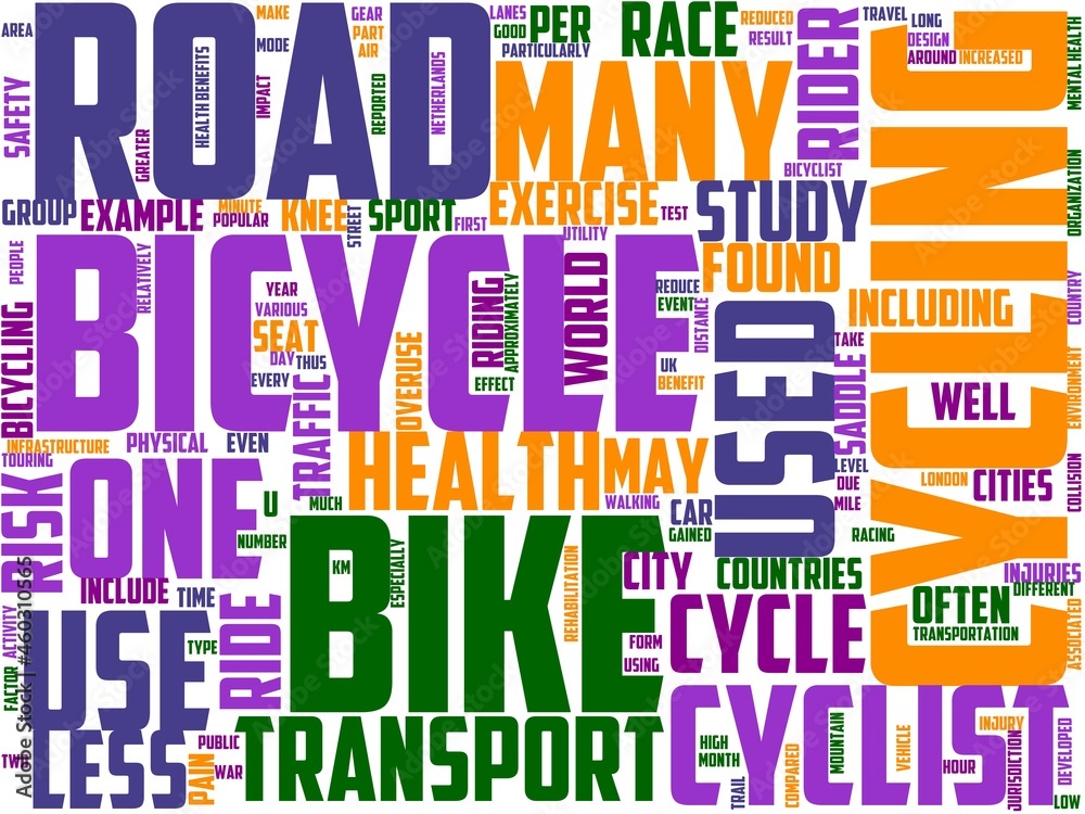 bicycling typography, wordcloud, wordart, bike,bicycle,sport,transport,cycle