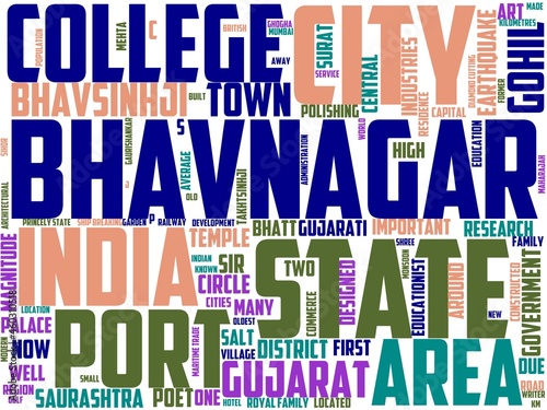 Photos bhavnagar typography, wordcloud, wordart, india,bhavnagar,gujarat,palitana,trave