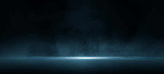 Dark street, asphalt abstract dark blue background, empty dark scene, neon light, spotlights The concrete floor and studio room with smoke float up the interior texture for display products 