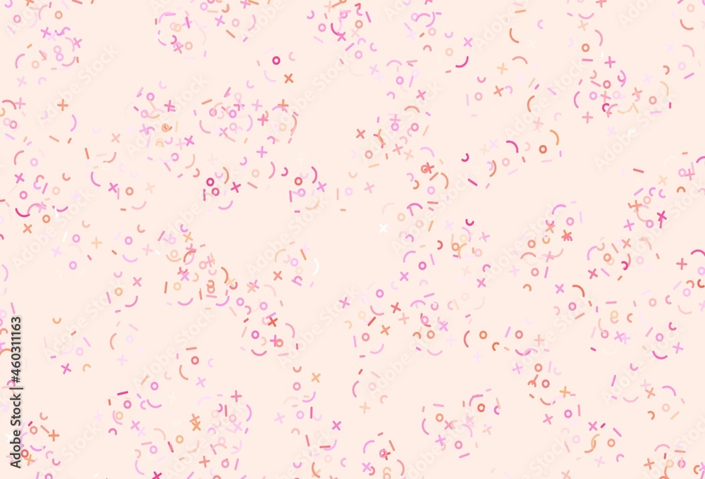 Light Pink, Yellow vector pattern with Digit symbols.
