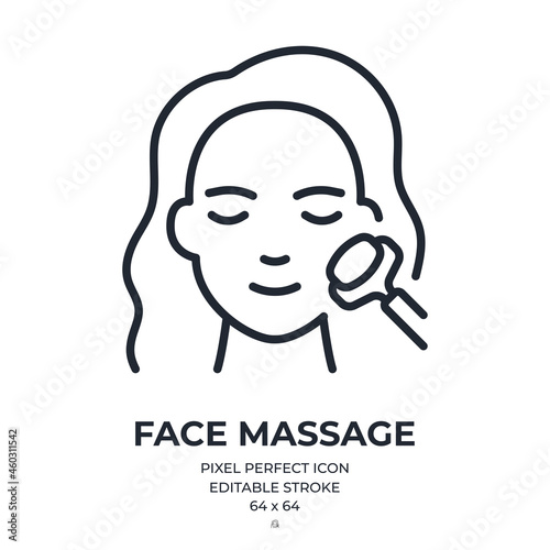 Facial roller massage icon editable stroke outline icon isolated on white background flat vector illustration. Pixel perfect. 64 x 64.