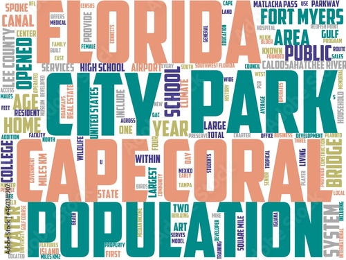 cape coral typography, wordcloud, wordart, florida,travel,water,sky,vacation
