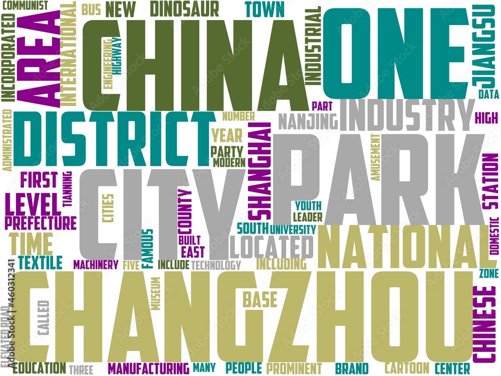 Fototapeta premium changzhou typography, wordcloud, wordart, changzhou,china,tower,aerial,photography
