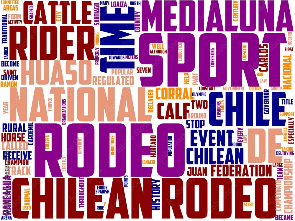 Obraz premium chilean rodeo typography, wordart, wordcloud, rodeo,chilean,chile,traditional