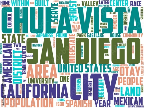 chula vista typography, wordart, wordcloud, california,usa,sky,blue photo