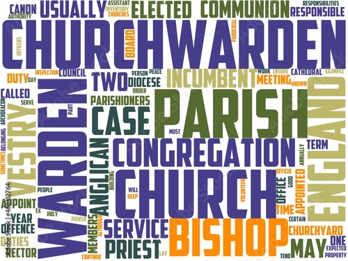 Fotografie church warden typography, wordart, wordcloud, church,christianity,historic,warde