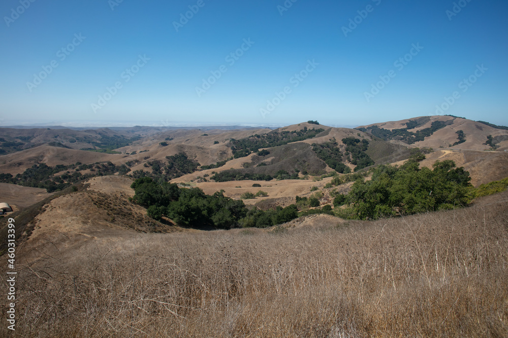 The Beautiful California Coastal Range Hills on the Pacific Coast in Autumn with Golden Waves of Grain